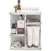 360° Carousel Organizer Rustic Wood